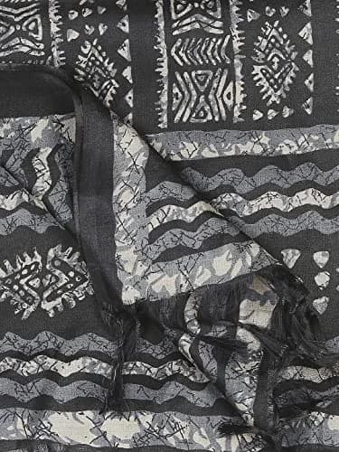 DUPATTA BAZAAR Women's Batik Printed Black Art Silk Dupatta | All Over Print, 240cm x 100cm, Hand Wash thumbnail 6