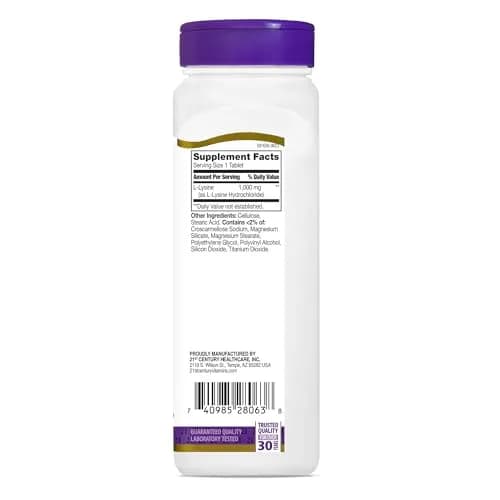 21st Century L-Lysine 1000mg Tablets | Essential Amino Acid for Protein Support, Vegan & Gluten-Free (90 Count) thumbnail 5