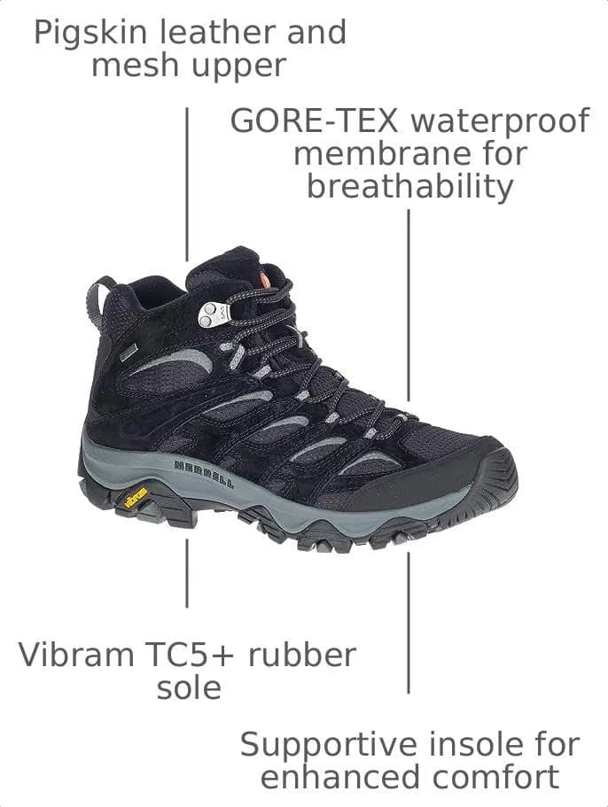Merrell Men's Moab 3 Mid Gtx Hiking Shoe 16 | Waterproof Breathable All-Purpose thumbnail 3