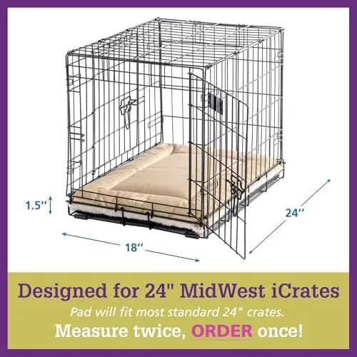 Pet Dreams Dog Crate Pad - Washable Kennel Mat, Non-Toxic, All-Season, Fits iCrate 18-48" | Reversible Sherpa & Cotton thumbnail 8