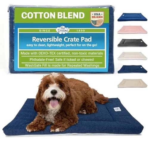 Pet Dreams Dog Crate Pad - Washable Kennel Mat, Non-Toxic, All-Season, Fits iCrate 18-48" | Reversible Sherpa & Cotton - main product image