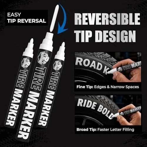 Pelto White Paint Tire Marker 4-Pack | Permanent Weatherproof Ink for Tires & More thumbnail 6
