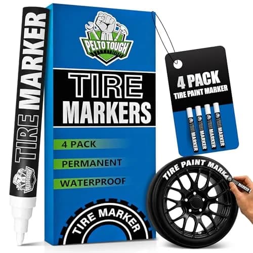 Pelto White Paint Tire Marker 4-Pack | Permanent Weatherproof Ink for Tires & More thumbnail 1