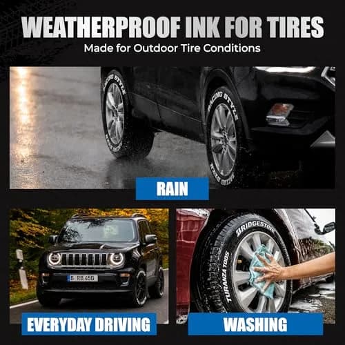 Pelto White Paint Tire Marker 4-Pack | Permanent Weatherproof Ink for Tires & More thumbnail 7
