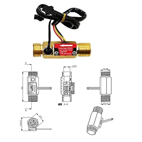 Lelukee Digital LCD Water Flow Totalizer and Rate Meter with G1/2" Hall Effect Sensor, 1-30L/min | DC24V thumbnail 6