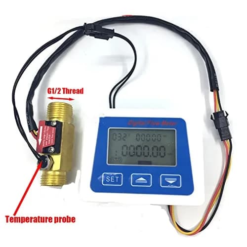 Lelukee Digital LCD Water Flow Totalizer and Rate Meter with G1/2" Hall Effect Sensor, 1-30L/min | DC24V thumbnail 2