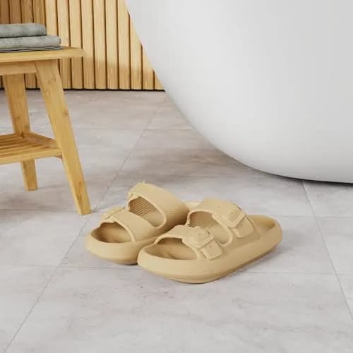 BRONAX Cushioned Shower Slides for Women & Men | 1.7-inch Thick Sole, Adjustable Buckle, EVA Support thumbnail 2