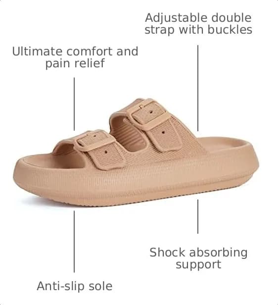 BRONAX Cushioned Shower Slides for Women & Men | 1.7-inch Thick Sole, Adjustable Buckle, EVA Support thumbnail 4