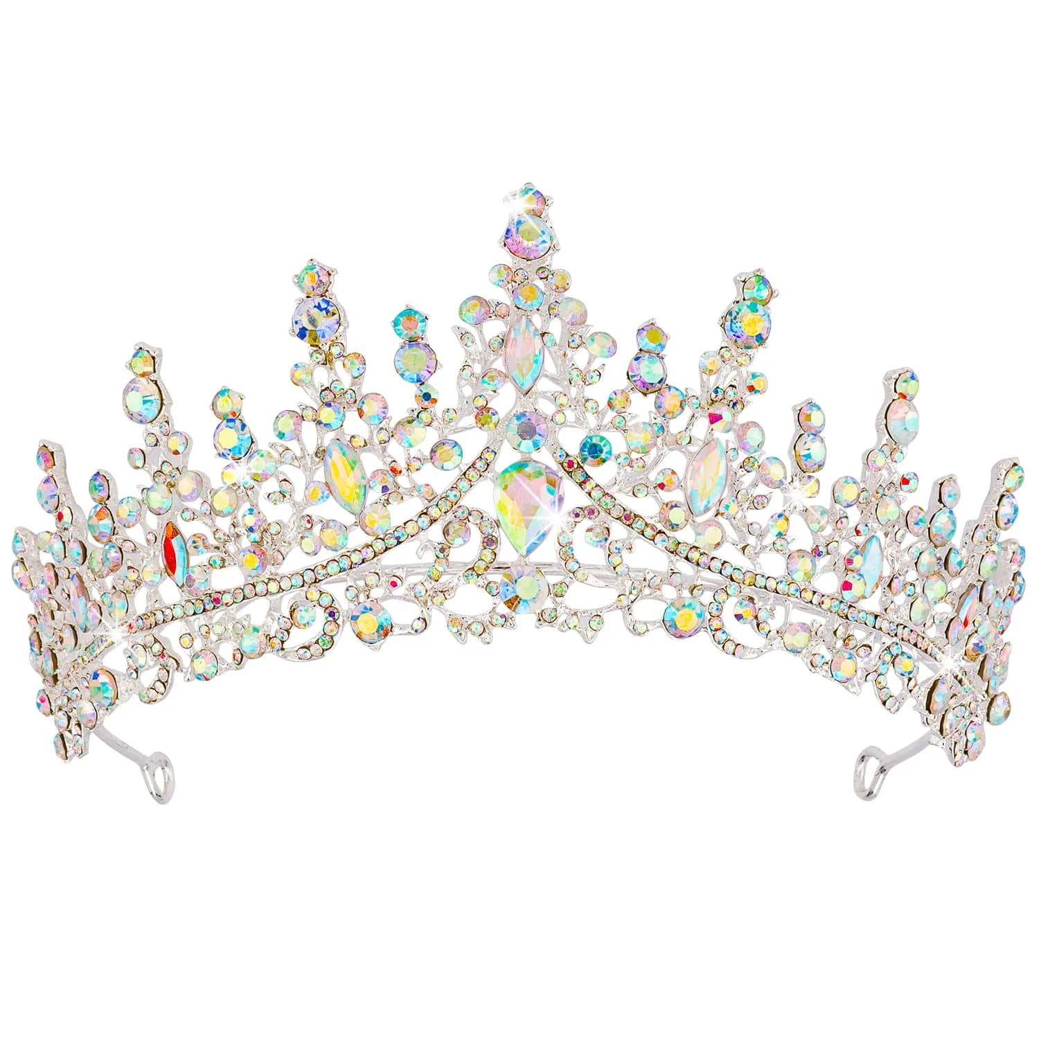 COCIDE Silver Tiara and Crown for Women 16cm Diameter | Crystal Queen Crowns for Bridal & Party
