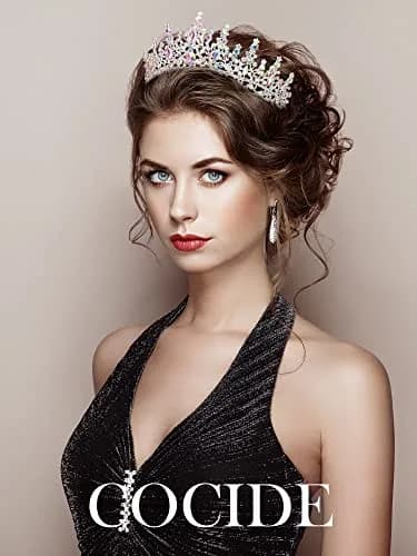 COCIDE Silver Tiara and Crown for Women 16cm Diameter | Crystal Queen Crowns for Bridal & Party thumbnail 5