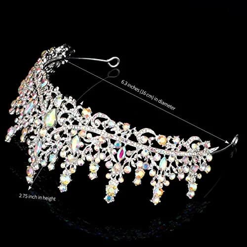COCIDE Silver Tiara and Crown for Women 16cm Diameter | Crystal Queen Crowns for Bridal & Party thumbnail 6