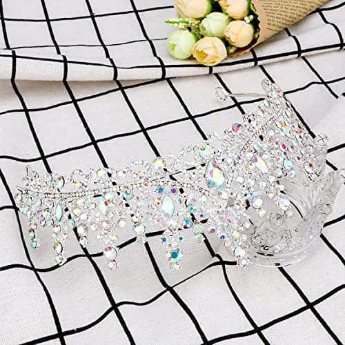 COCIDE Silver Tiara and Crown for Women 16cm Diameter | Crystal Queen Crowns for Bridal & Party thumbnail 2
