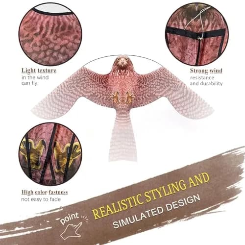 Flerigh Bird Scarer Kite Without Pole Bird Hawk Flying Kite-Style A | Realistic Bird Deterrent for Gardens & Crops thumbnail 4
