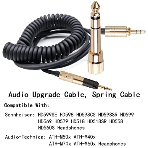 FAAEAL Coiled Audio Upgrade Cable Compatible with Sennheiser HD598Cs HD560s HD598SE HD620S HD400PRO HD599 ATH-M50x M70x Headphones 4.2ft-14ft | Audiophile Sound Enhancement thumbnail 8
