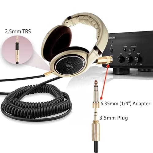 FAAEAL Coiled Audio Upgrade Cable Compatible with Sennheiser HD598Cs HD560s HD598SE HD620S HD400PRO HD599 ATH-M50x M70x Headphones 4.2ft-14ft | Audiophile Sound Enhancement thumbnail 4