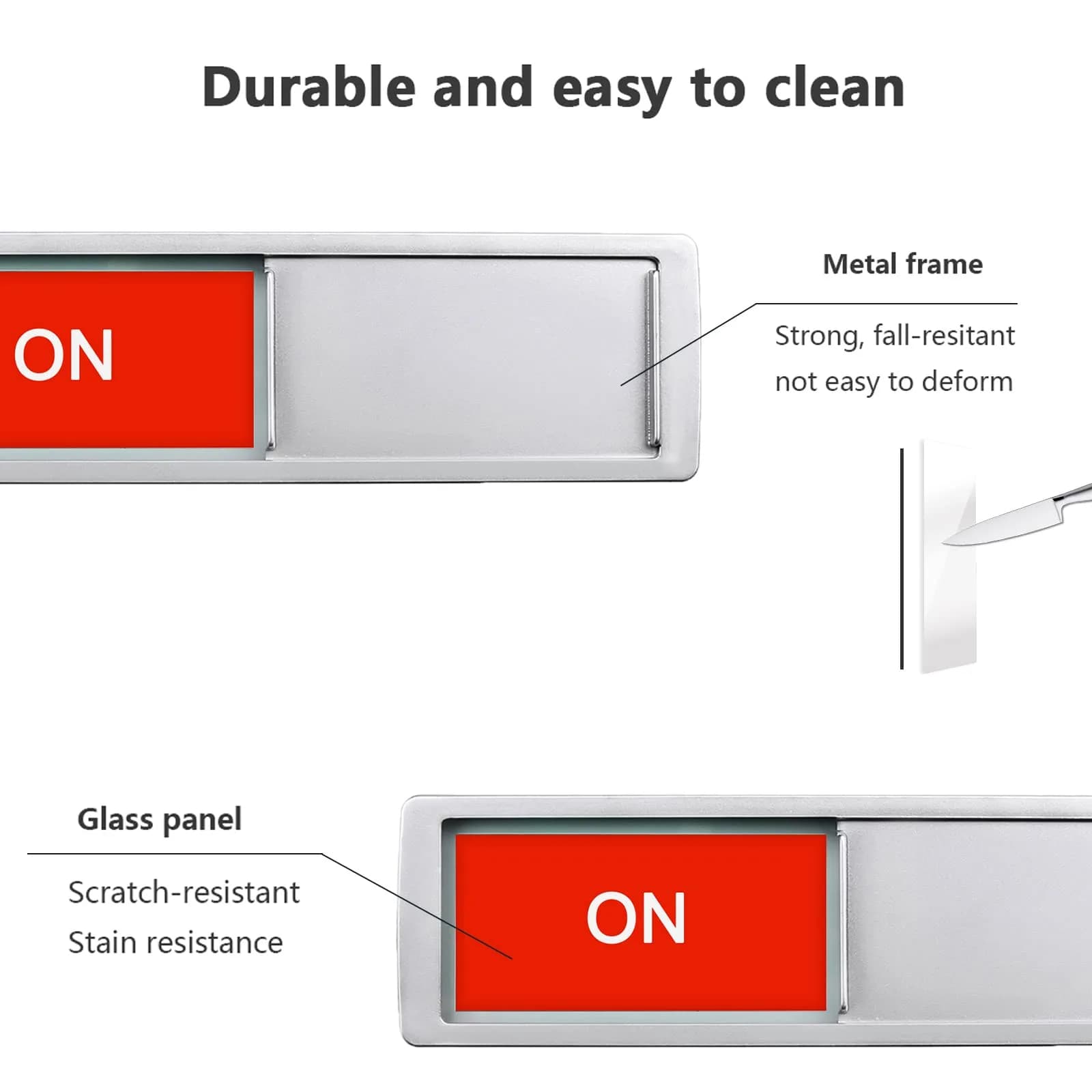 LoYinLo On/Off Sliding Door Sign - Silver Finish, 18cm x 5cm Privacy Indicator - view 3