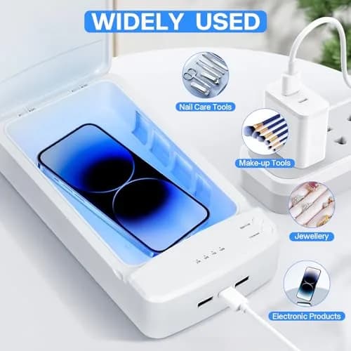 LXIANGN Blue Light Nail Tool Cleaner Box 18.2cm (7.16in) | Portable USB Sanitizer for Manicure Tools thumbnail 7