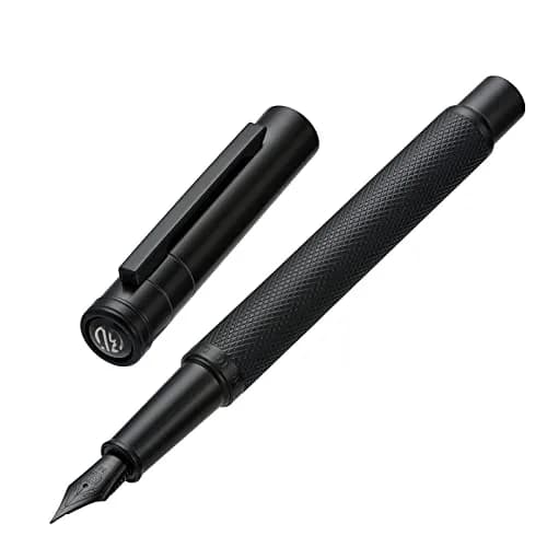 Asvine Black Forest Fountain Pen Medium Nib Classic Design with Converter and Metal Pen Case Set | Smooth Ink Flow thumbnail 1