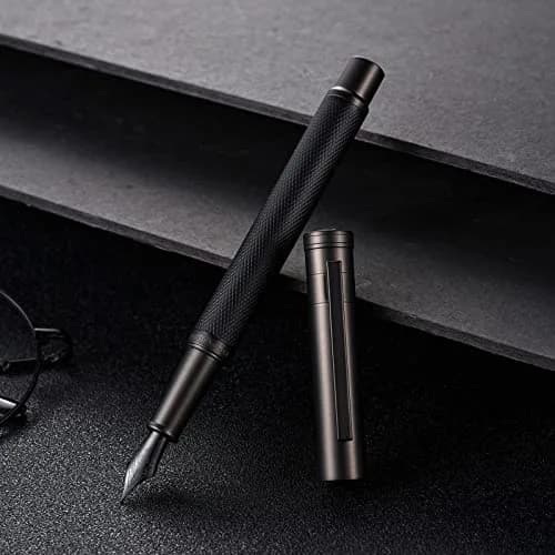 Asvine Black Forest Fountain Pen Medium Nib Classic Design with Converter and Metal Pen Case Set | Smooth Ink Flow thumbnail 9
