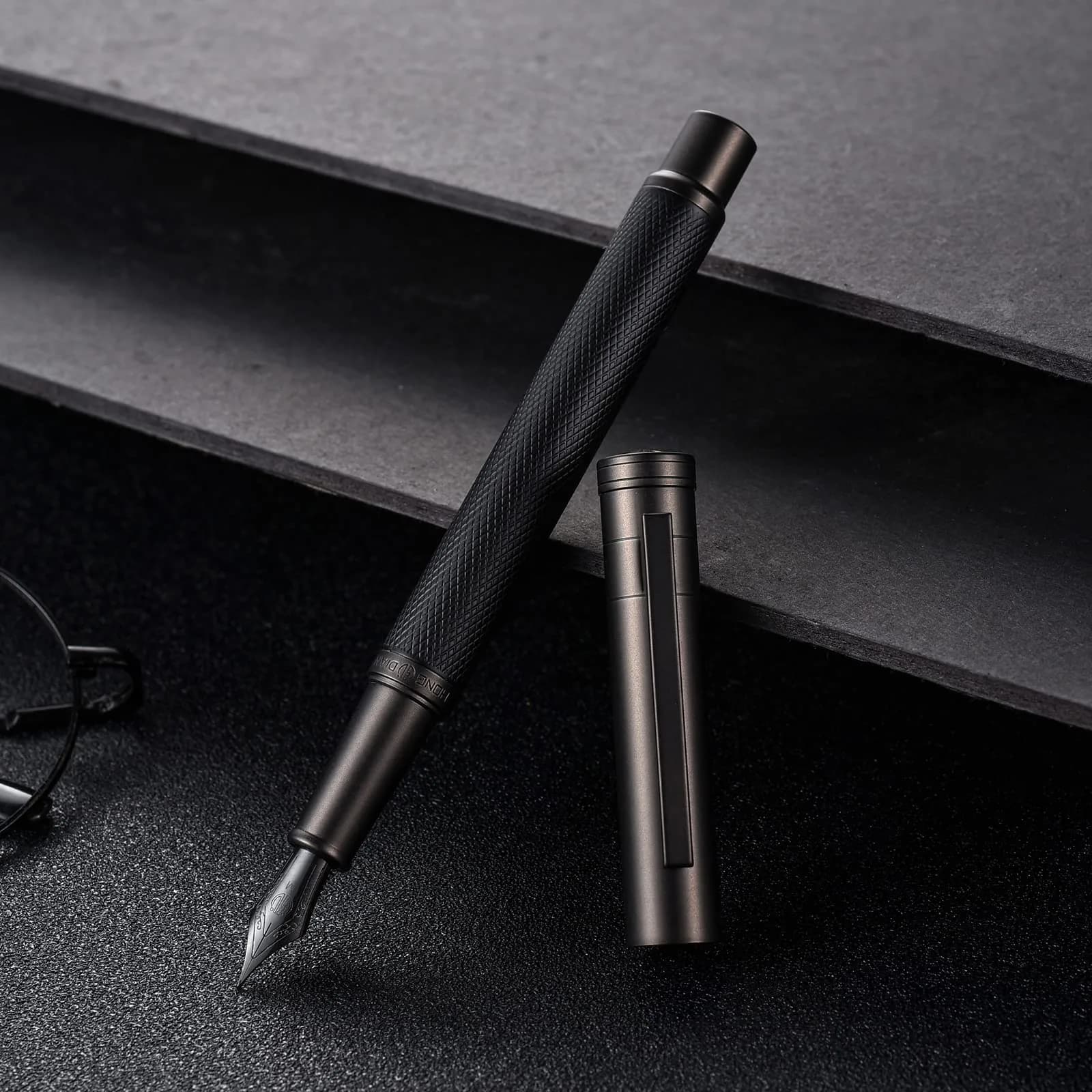 Asvine Black Forest Fountain Pen Medium Nib Classic Design with Converter and Metal Pen Case Set | Smooth Ink Flow - view 9