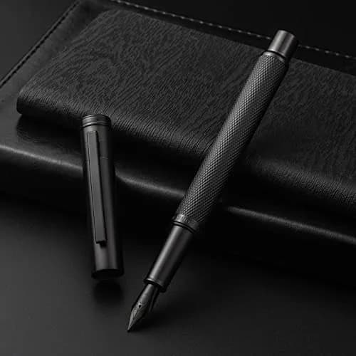Asvine Black Forest Fountain Pen Medium Nib Classic Design with Converter and Metal Pen Case Set | Smooth Ink Flow thumbnail 3