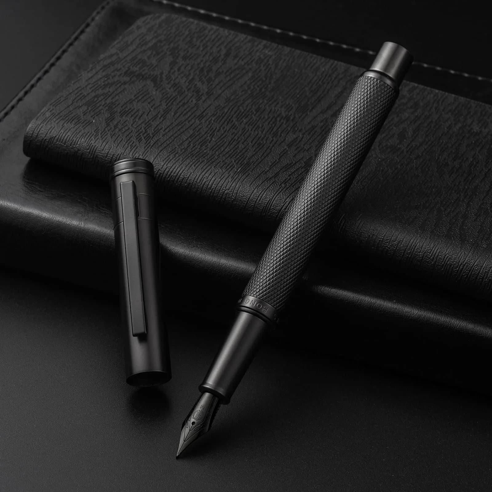 Asvine Black Forest Fountain Pen Medium Nib Classic Design with Converter and Metal Pen Case Set | Smooth Ink Flow - view 3