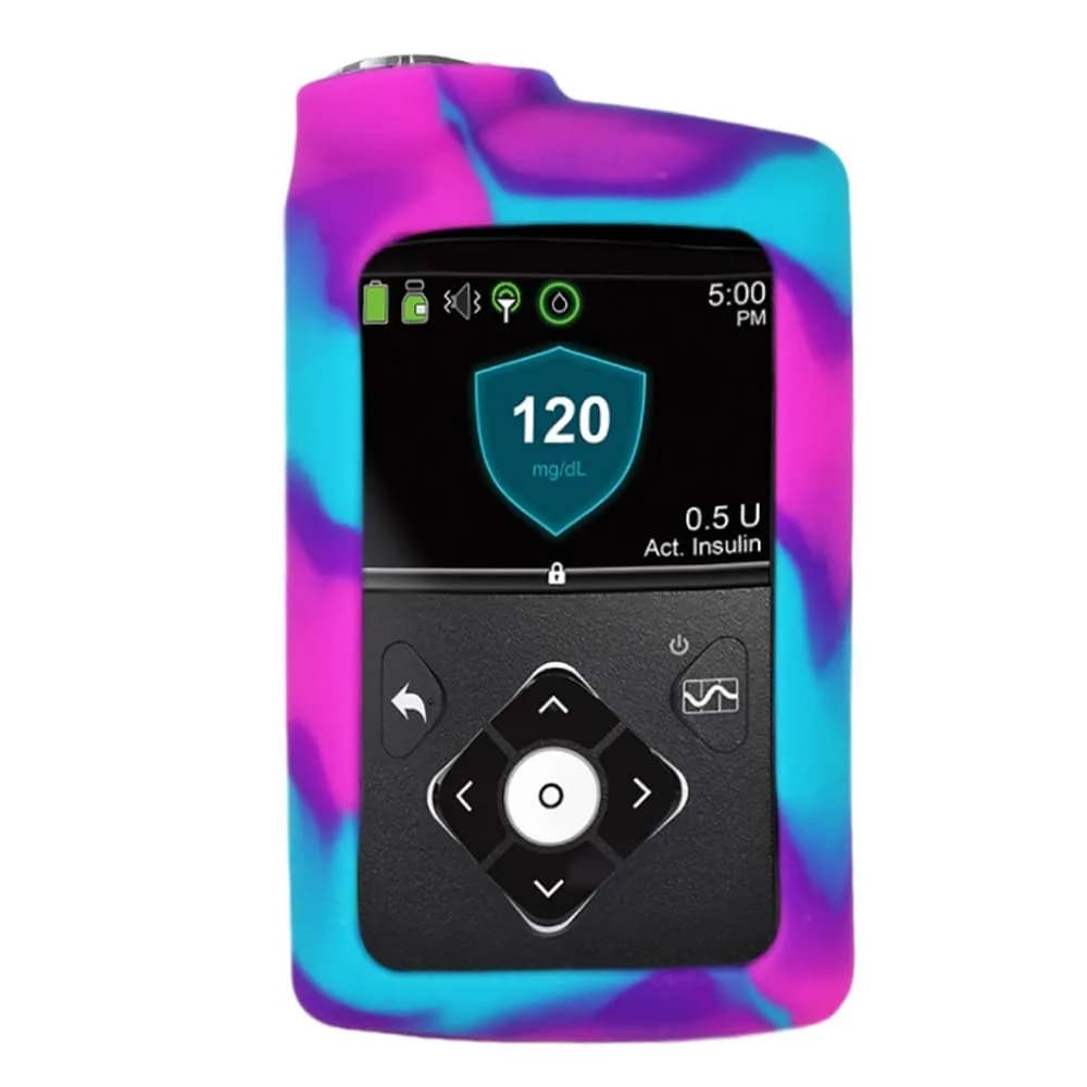 Sugar Medical Silicone Protective Insulin Pump Cover for Medtronic MiniMed 630G/640G/670G/770G, Pink/Purple/Blue (1-Pack) - main product image