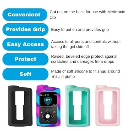 Sugar Medical Silicone Protective Insulin Pump Cover for Medtronic MiniMed 630G/640G/670G/770G, Pink/Purple/Blue (1-Pack) thumbnail 4