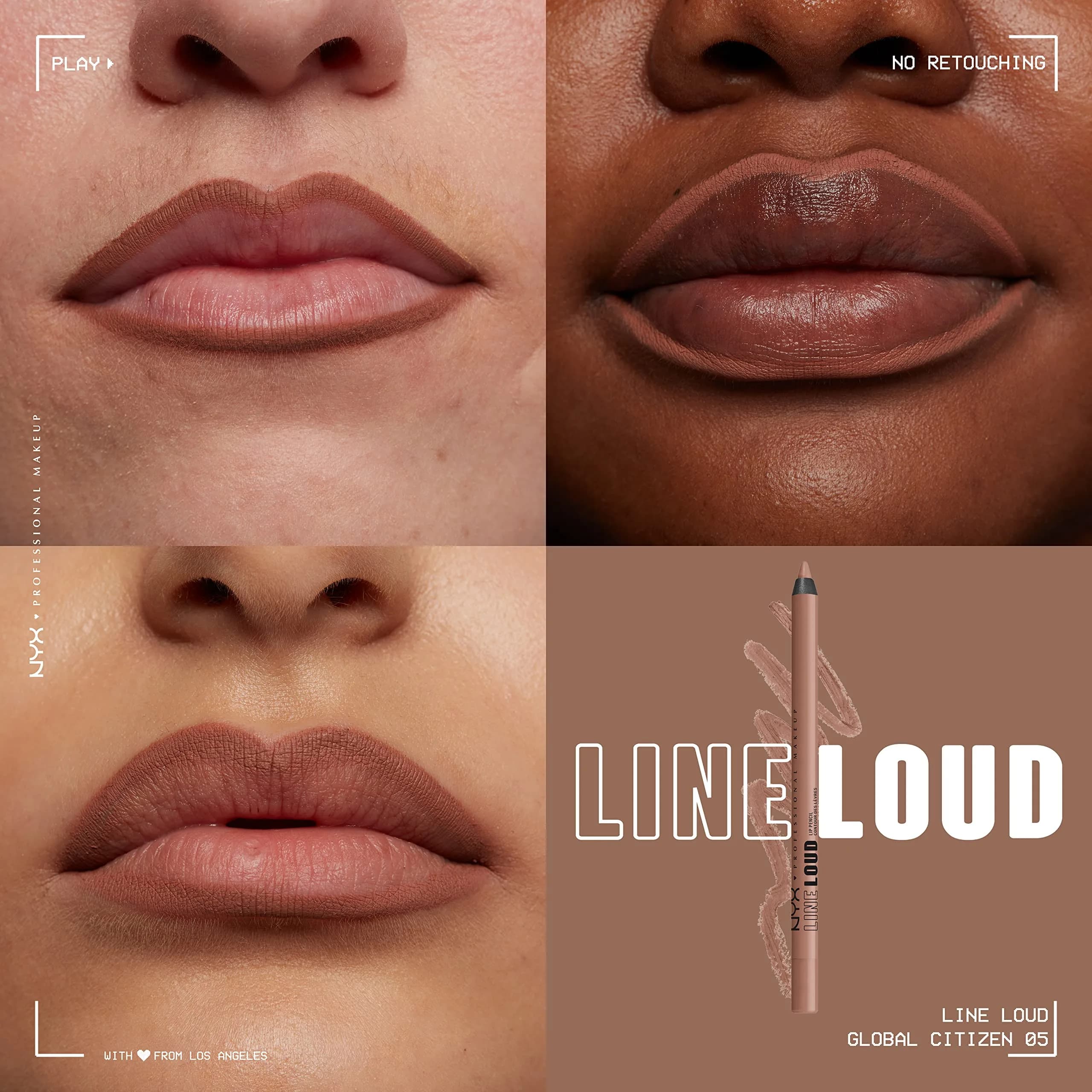 NYX PROFESSIONAL MAKEUP Line Loud Lip Liner, Global Citizen (Medium Neutral Nude) | Long-Lasting, Transfer-Resistant Matte Finish - view 3