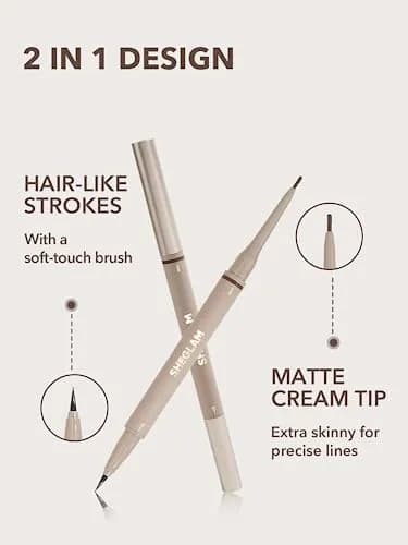 SHEGLAM Dual-Sided Eyebrow Pencil Auburn | Waterproof Matte Cream & Liquid Pen for Defined Brows thumbnail 2