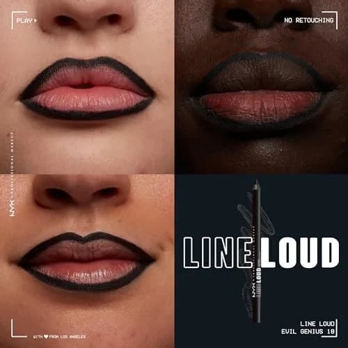 NYX PROFESSIONAL MAKEUP Line Loud Lip Liner, Longwear & Pigmented Lip Pencil with Jojoba Oil & Vitamin E - Evil Genius (Black) | Vibrant Matte Finish thumbnail 2