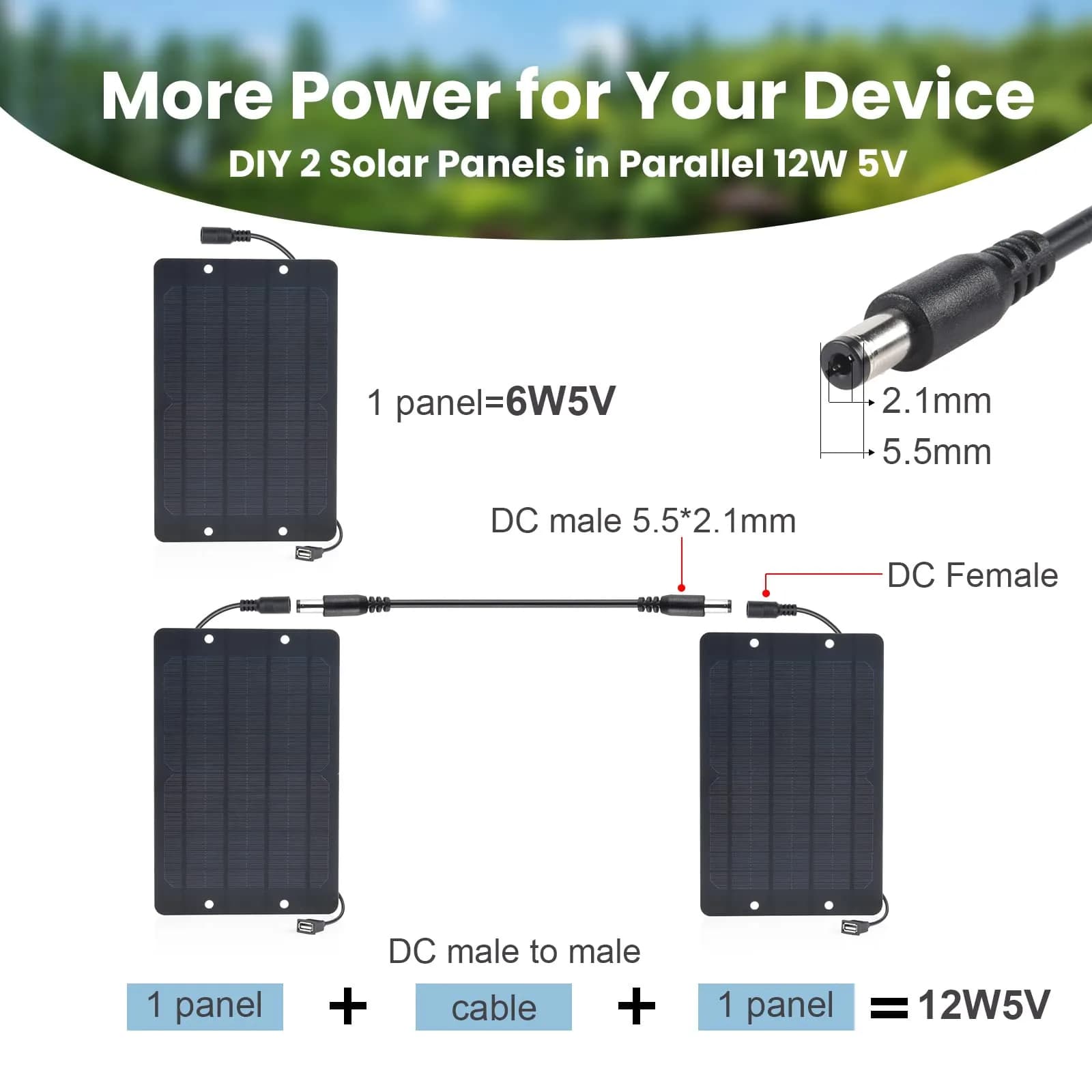 Soshine 6W x2 Solar Panel 12W (27.99cm x 18.01cm) | High-Efficiency Monocrystalline Solar Charger - view 2