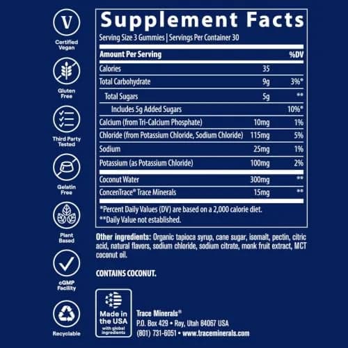Trace Minerals Electrolyte Stamina Gummies, Lemon Lime | Full Spectrum Ionic Trace Minerals Support thumbnail 3