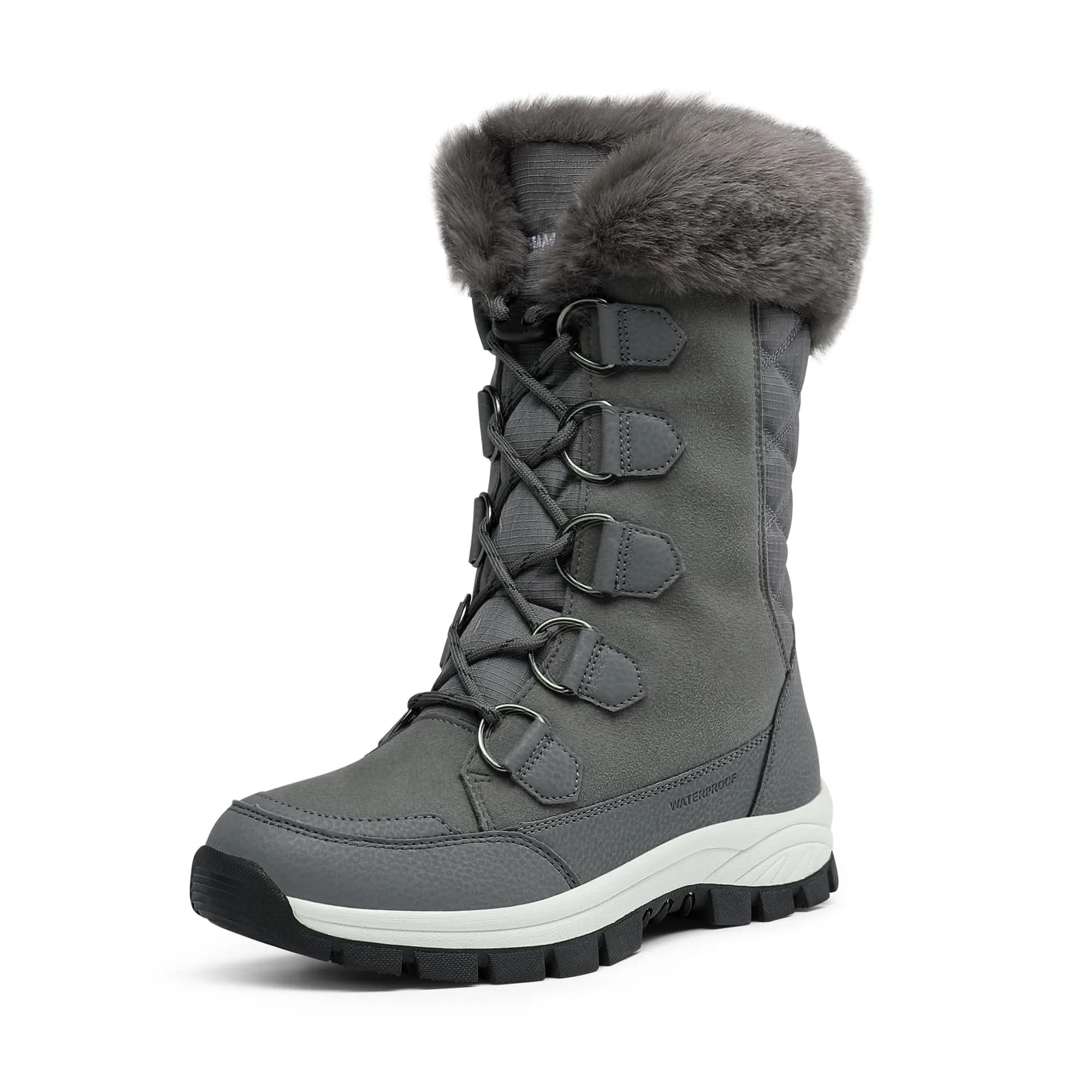 DREAM PAIRS Women's Waterproof Mid Calf Snow Boots 11 | Faux Fur & Sherpa Insulation