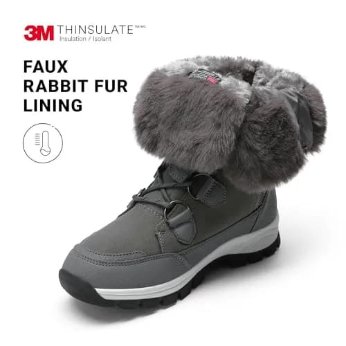 DREAM PAIRS Women's Waterproof Mid Calf Snow Boots 11 | Faux Fur & Sherpa Insulation thumbnail 5