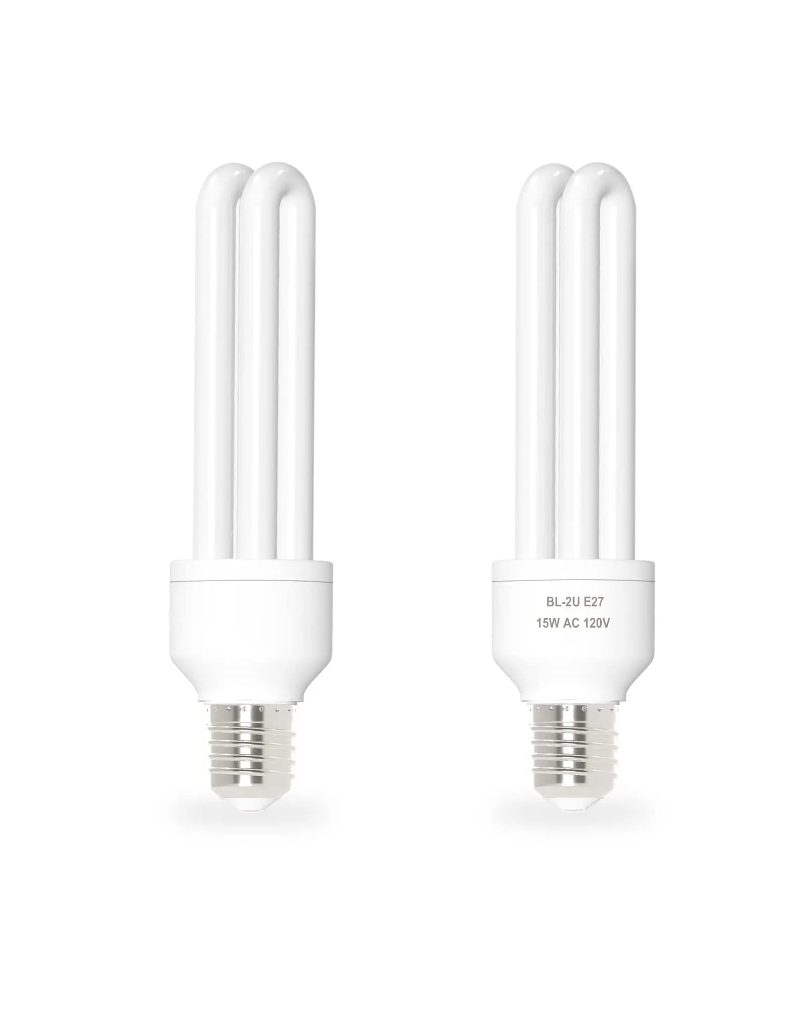 Dichroma E27 U Type 15W Bug Zapper Replacement Bulbs 2-Pack | 1100 Lumens Daylight White — Daylight White