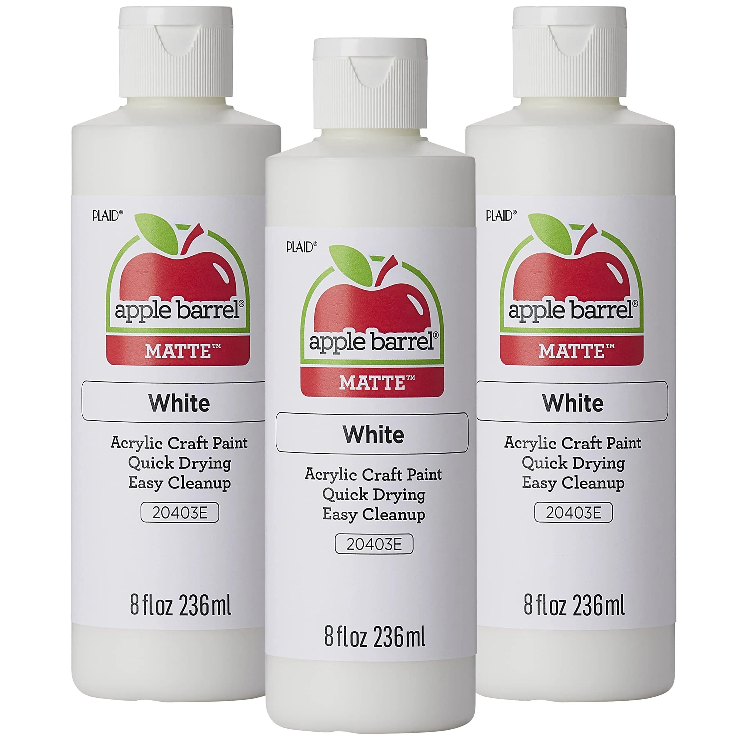 Apple Barrel Acrylic Paint White 24 fl oz (710 ml) | Non-Toxic Craft Paint for Canvas, Wood, Paper — White