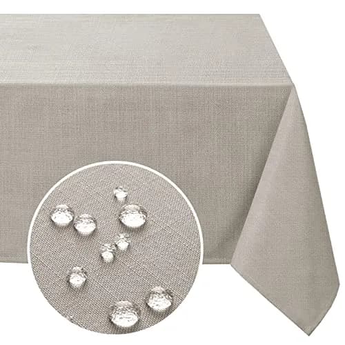 FantasDecor Rectangle Tablecloth 60 x 104 Inch | Waterproof & Wrinkle Resistant Linen Fabric Cover thumbnail 1