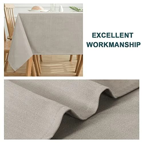 FantasDecor Rectangle Tablecloth 60 x 104 Inch | Waterproof & Wrinkle Resistant Linen Fabric Cover thumbnail 5