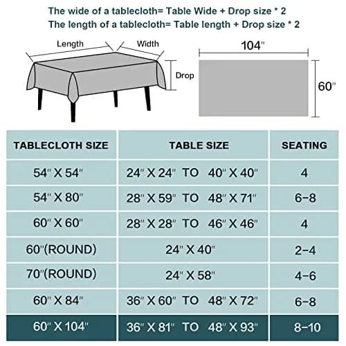 FantasDecor Rectangle Tablecloth 60 x 104 Inch | Waterproof & Wrinkle Resistant Linen Fabric Cover thumbnail 6