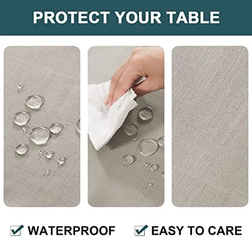 FantasDecor Rectangle Tablecloth 60 x 104 Inch | Waterproof & Wrinkle Resistant Linen Fabric Cover thumbnail 3