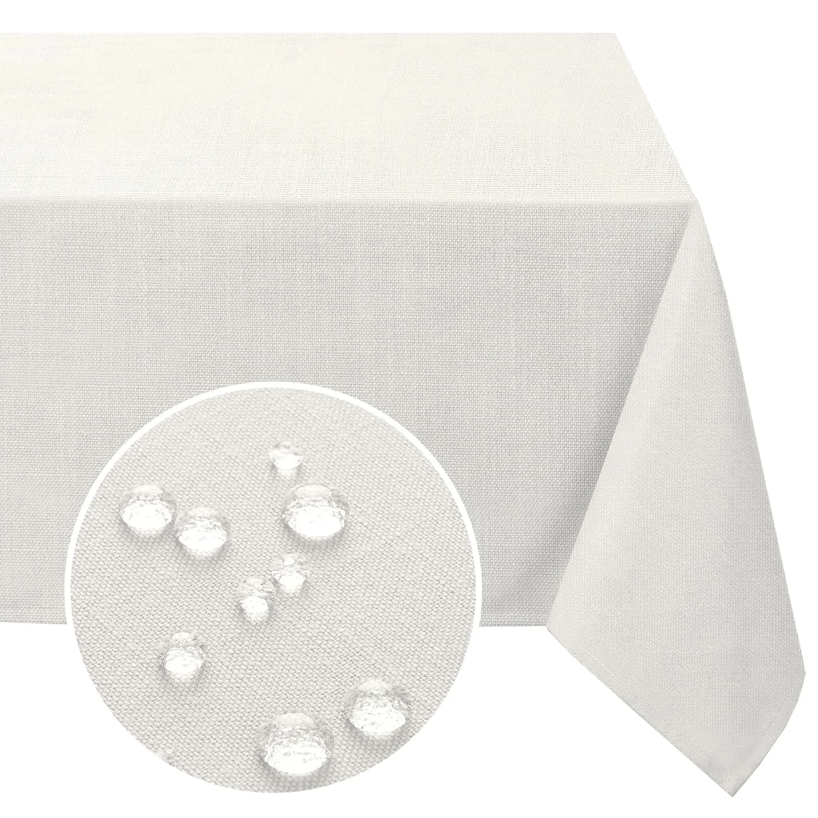 FantasDecor Square Tablecloth 60 x 60 Inch | Waterproof & Wrinkle-Free Linen Cover — Ivory / 60" X 60"