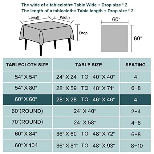 FantasDecor Square Tablecloth 60 x 60 Inch | Waterproof & Wrinkle-Free Linen Cover thumbnail 6