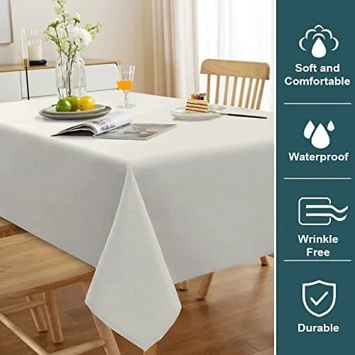 FantasDecor Square Tablecloth 60 x 60 Inch | Waterproof & Wrinkle-Free Linen Cover thumbnail 2