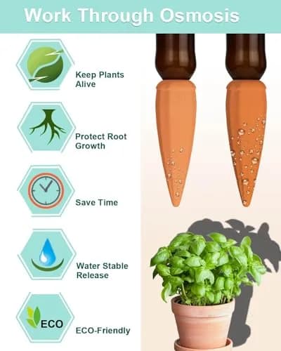 vensovo Terracotta Self Watering Spikes 10 Pcs | Automatic Water Seepage for Indoor & Outdoor Plants thumbnail 4