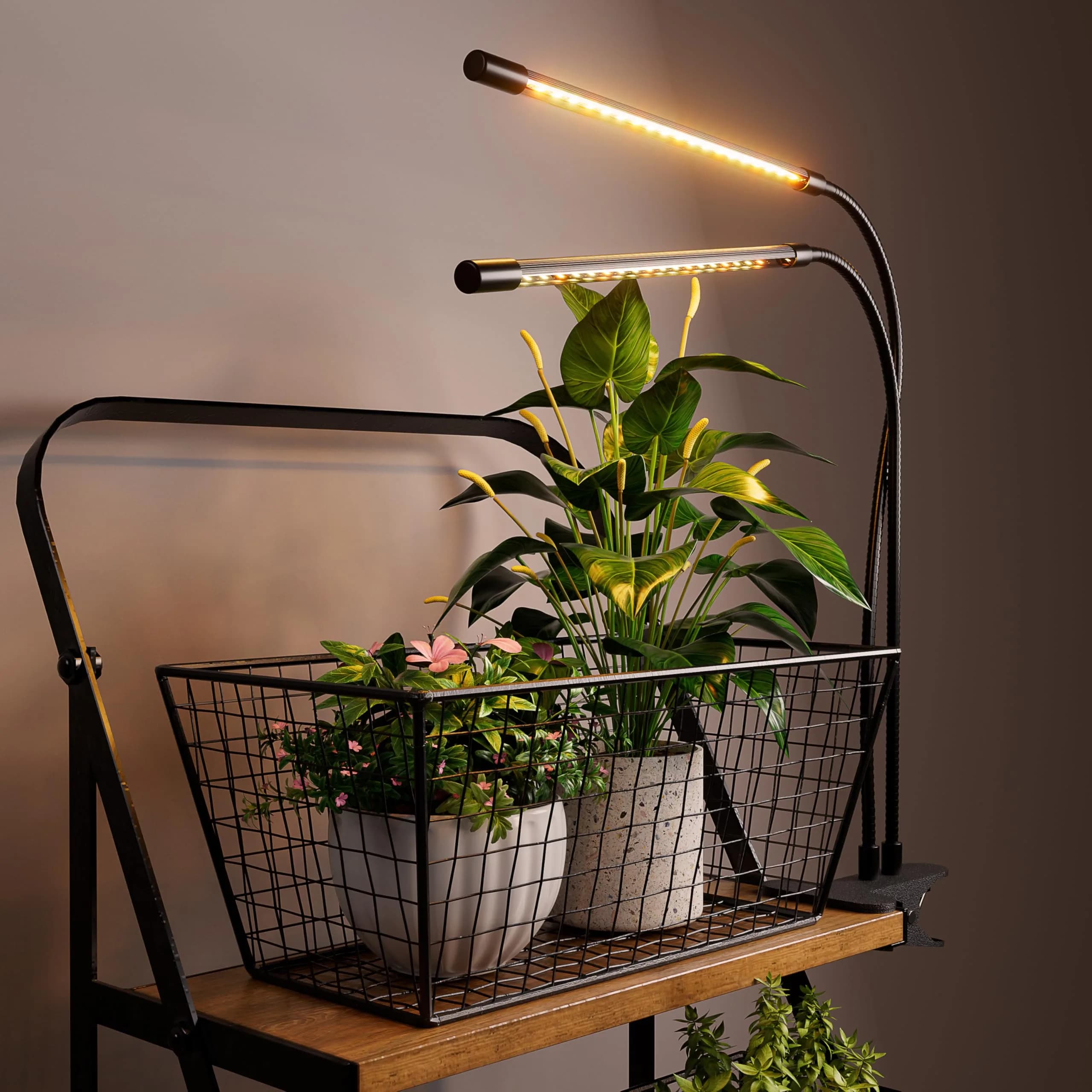 bseah Full Spectrum LED Grow Light 2-Tube Clip-On with Timer | 10-Level Dimmable for Indoor Plants - view 6
