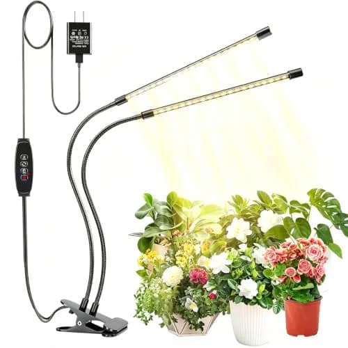 bseah Full Spectrum LED Grow Light 2-Tube Clip-On with Timer | 10-Level Dimmable for Indoor Plants thumbnail 1