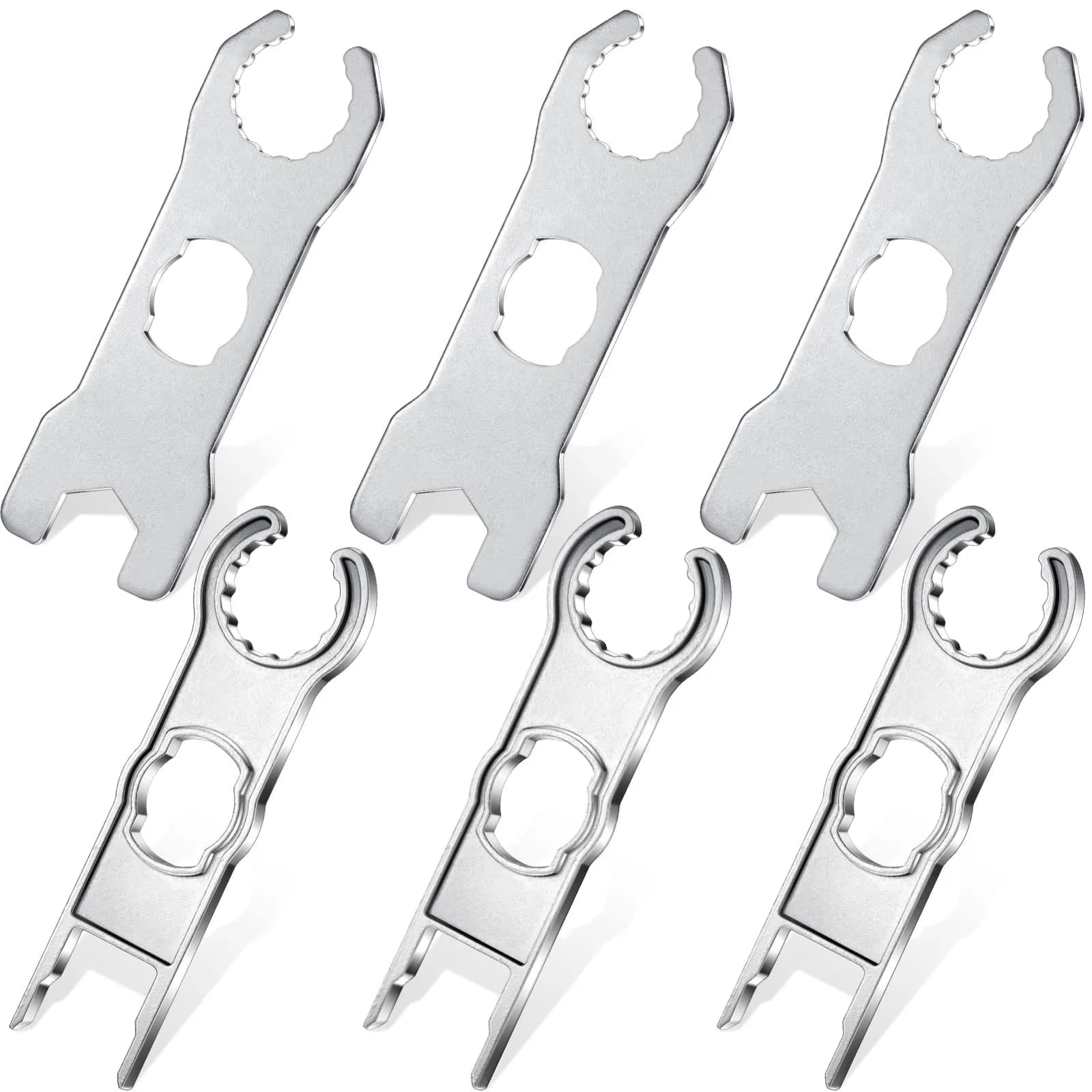 Landhoow 6 Pcs Solar Connector Tool, Metal Wrench for PV Disconnect, Aluminum Alloy, Portable — Silver
