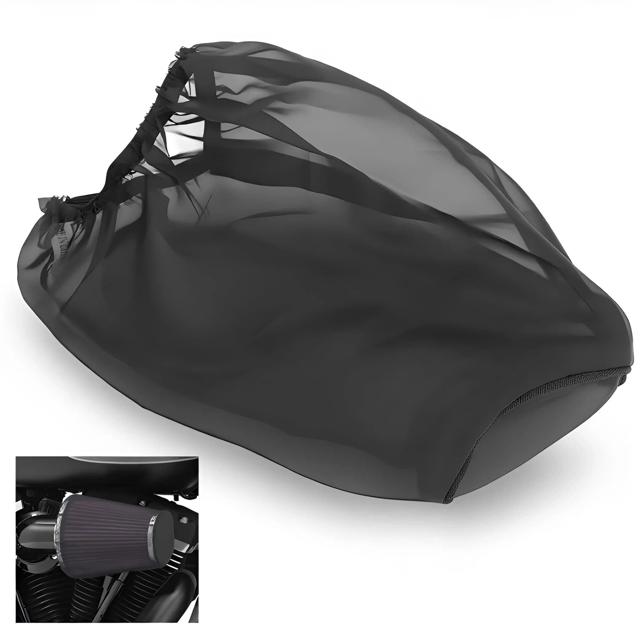 TCMI Universal Air Intake Filter Sock Cover for Harley, Kawasaki, Suzuki, Honda, Yamaha - Black L (12cm*15cm*24cm) - main product image