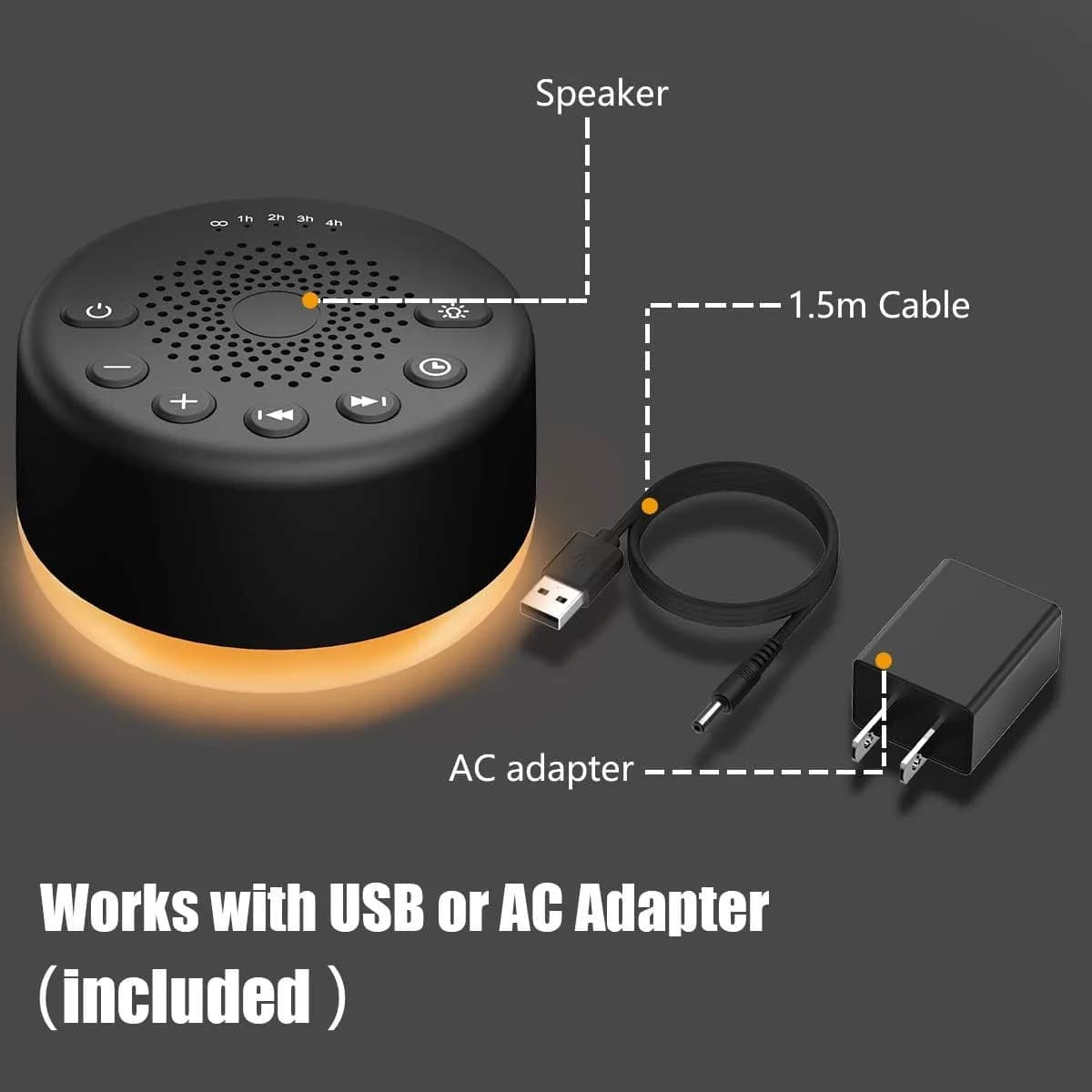 Easysleep White Noise Machine with 25 Sounds & Night Light | 10.1 cm (3.9 inch) Compact Design - view 6
